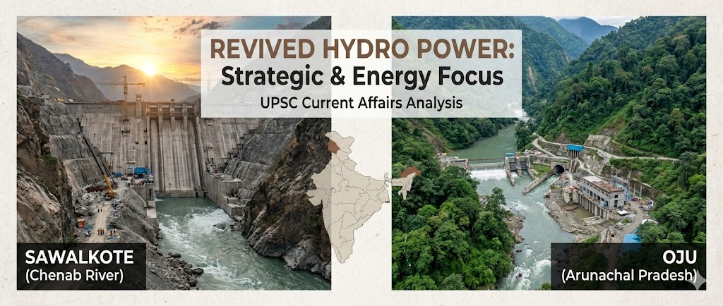Deep Dive: Revived Hydroelectric Projects – Sawalkote Hydroelectric Project on the Chenab, the Oju Hydroelectric Project – UPSC Mains
