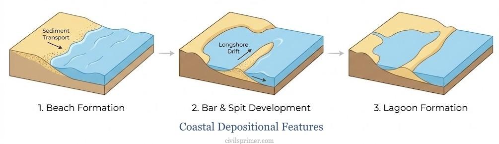 Coastal Depositional Features UPSC Physical Geography Basics
