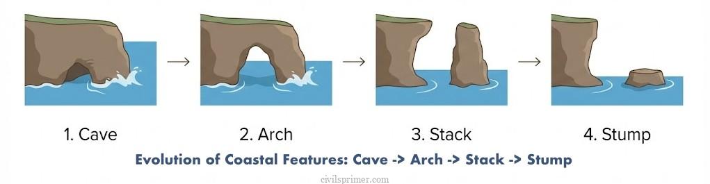 Coastal landforms upsc geography basics