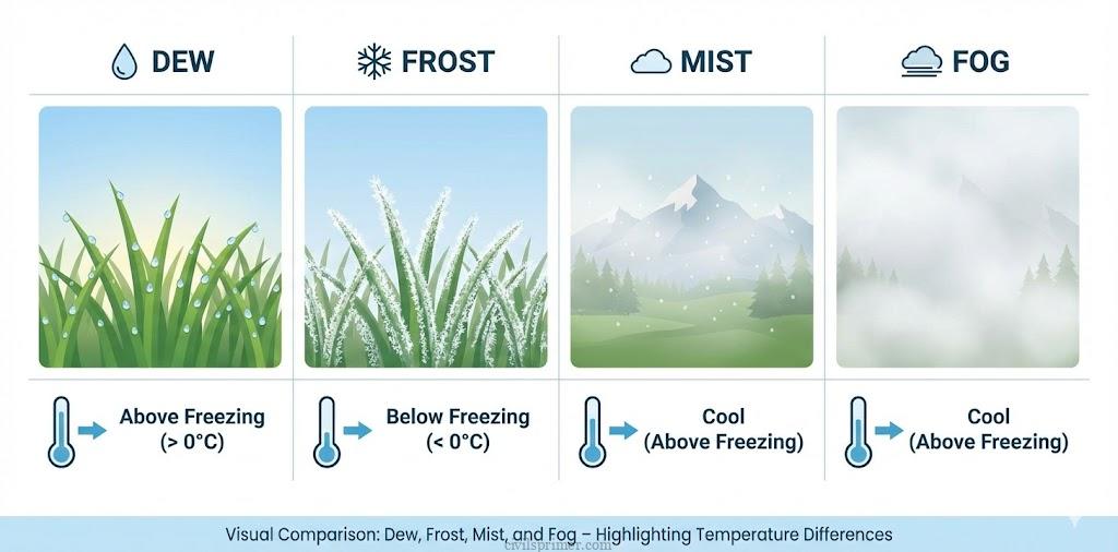 Dew Frost Mist Fog UPSC Cloud and Raint types Physical geography Basics