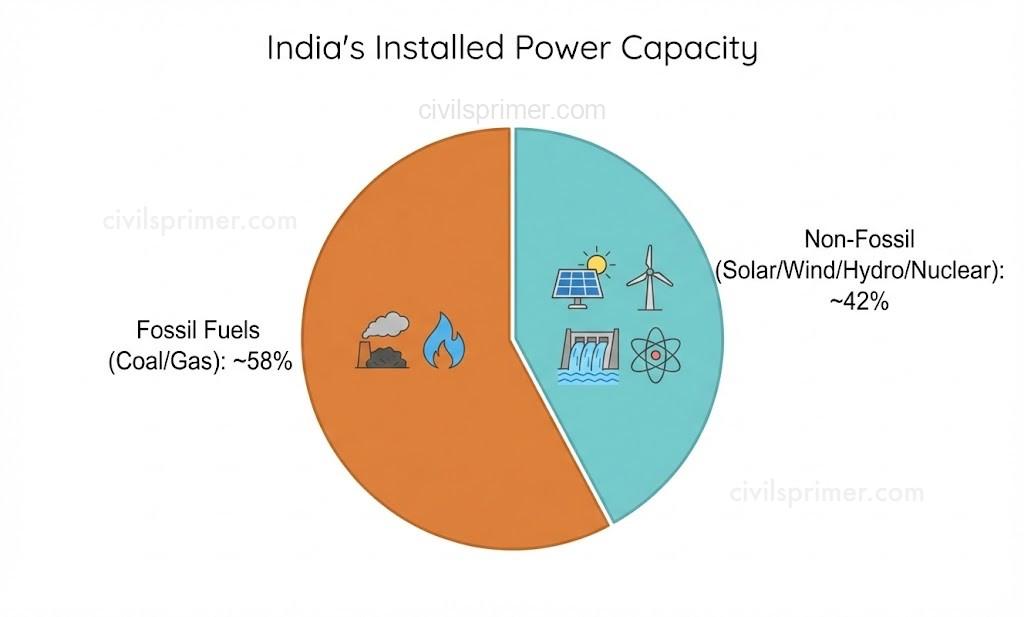 India Installed Power Capacity UPSC Economy Infrastructure Basics