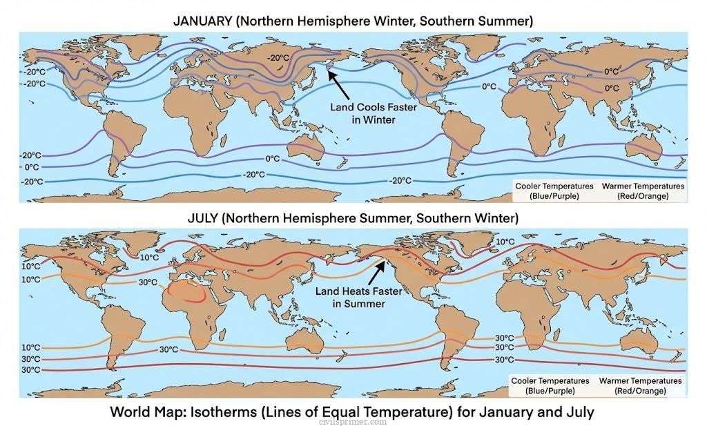 Isotherms Map UPSC geography basics