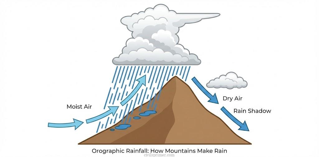 Orographic Rainfall Leading to Cloudburst UPSC greography basics