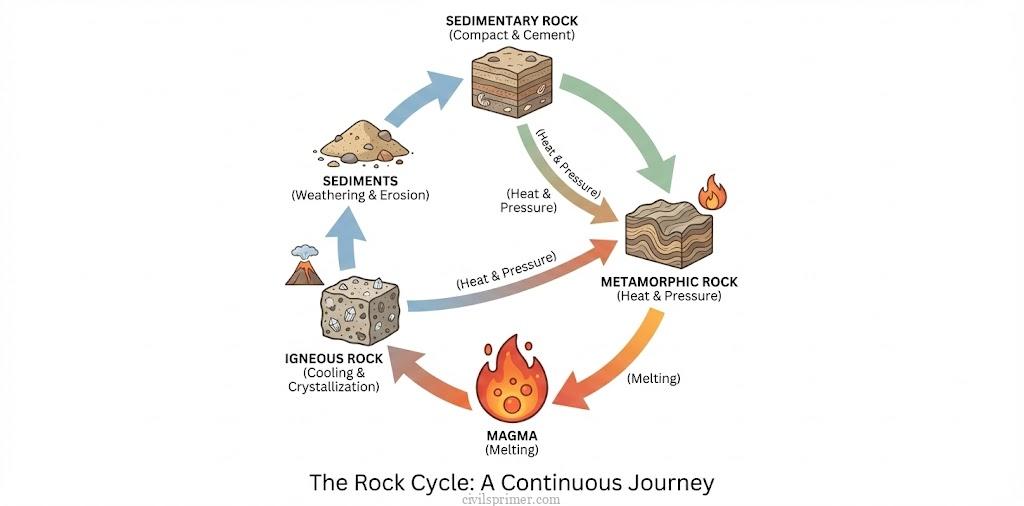 Rock Cycle UPSC physical Geography basics