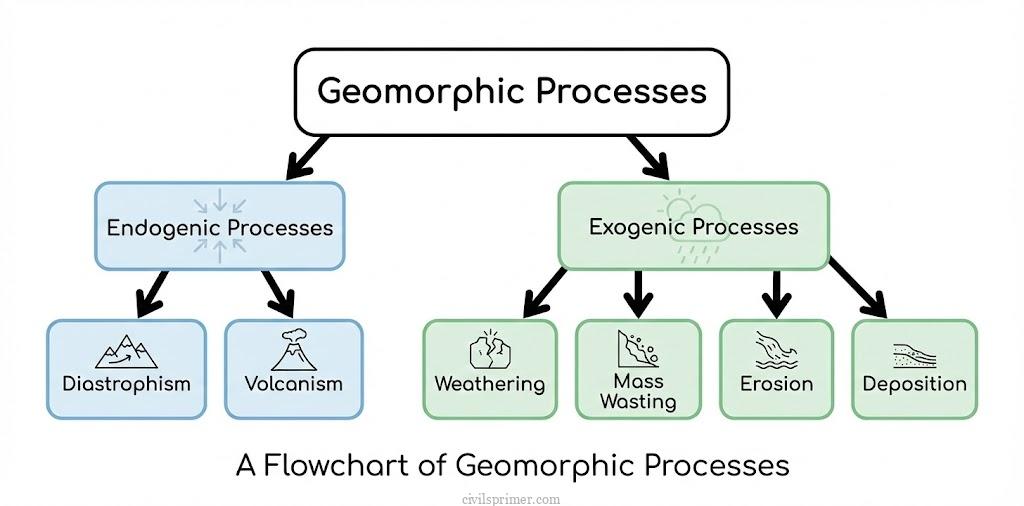 geomorphic process upsc physical geography basics