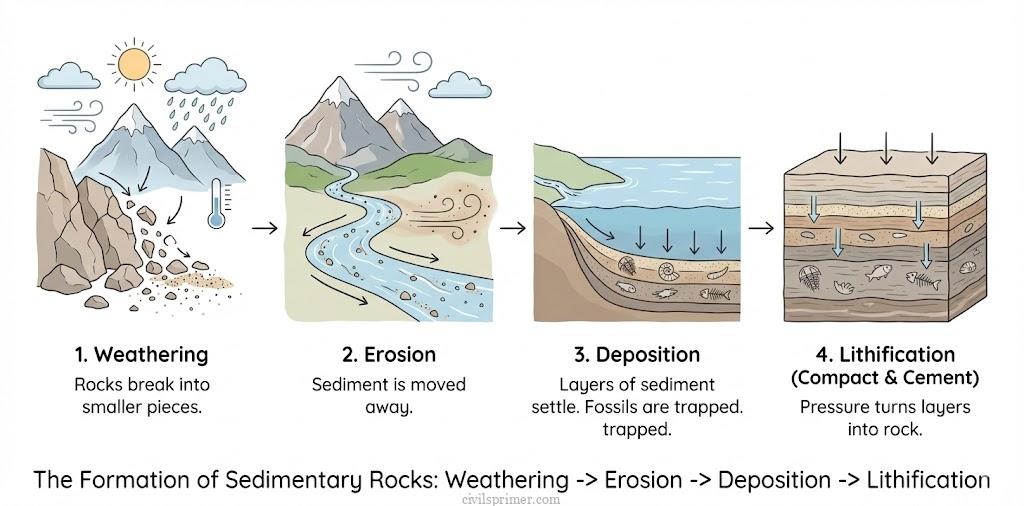 sedimentary rocks upsc geography basics