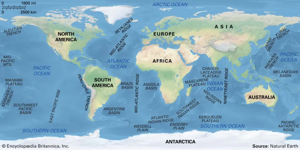 World Oceans - UPSC Ocean Map