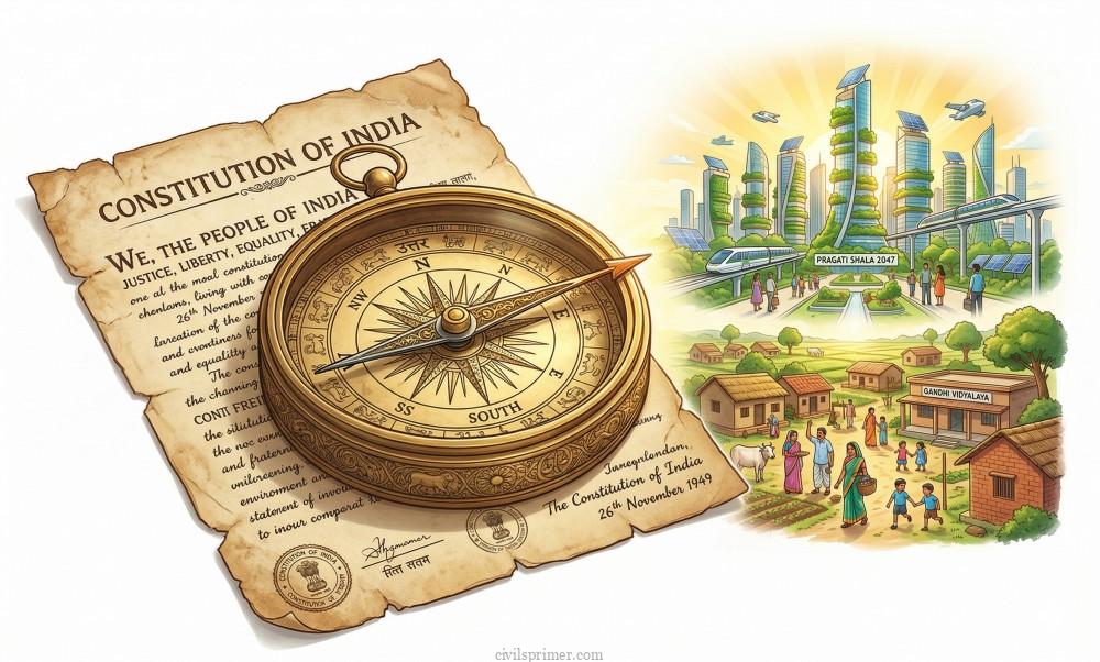 vision of a modern Indian village and green city dpsp upsc indian polity basics